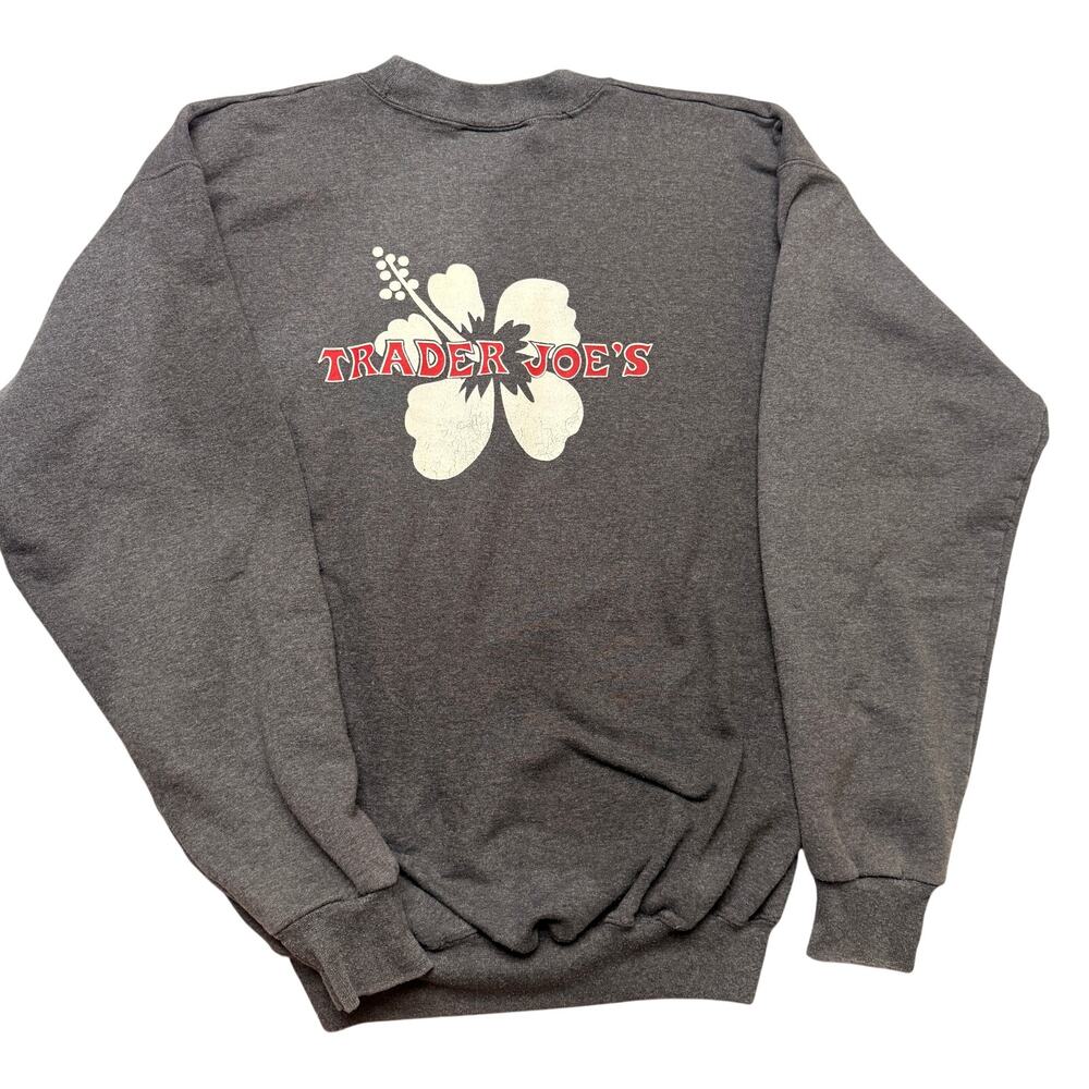 Vintage Trader Joe's Crewneck Sweatshirt Medium Hibiscus Pullover Employee OS